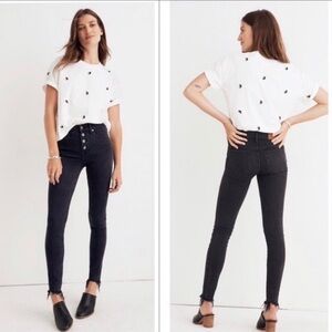 Madewell Mid-Rise Skinny Jeans in Berkeley Black: Button-Through — Size 23